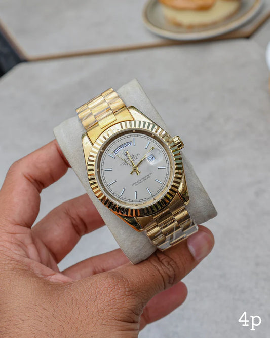 Day-Date White Dial Gold Edition Watch – Model RW0355